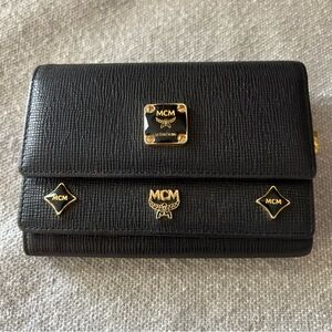 MCM Black Leather Trifold Wallet